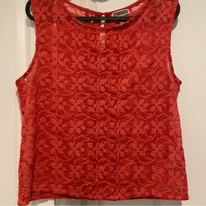 Chelsea28: Red/Orange sleeveless blouse